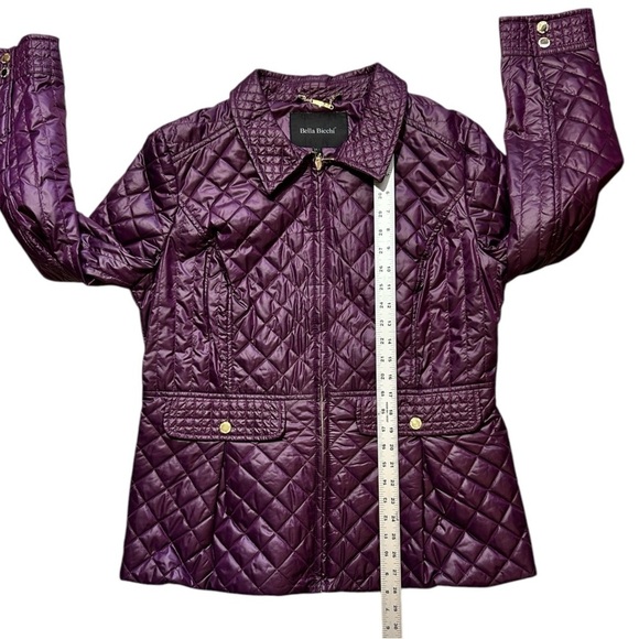 BELLA BICCHI Purple Quilted Coat Jacket sz 16 Lined Lightweight Pockets Short - Picture 3 of 12